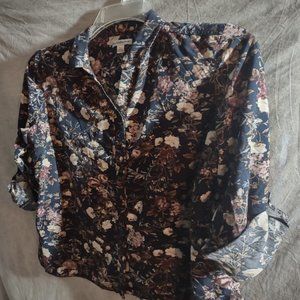 Croft & Barrow long sleeve button collar floral shirt casual Sz L